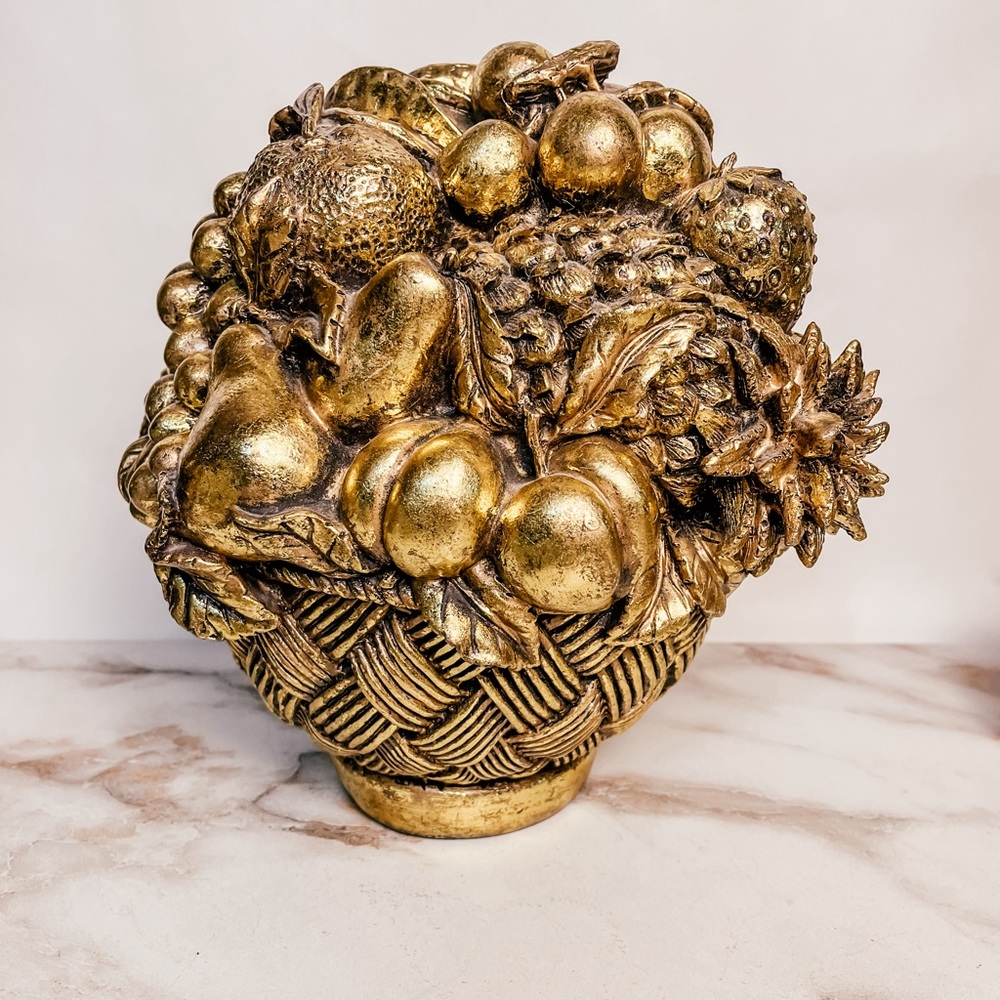 Vintage Hand Painted Resin Centerpiece Of Fruit